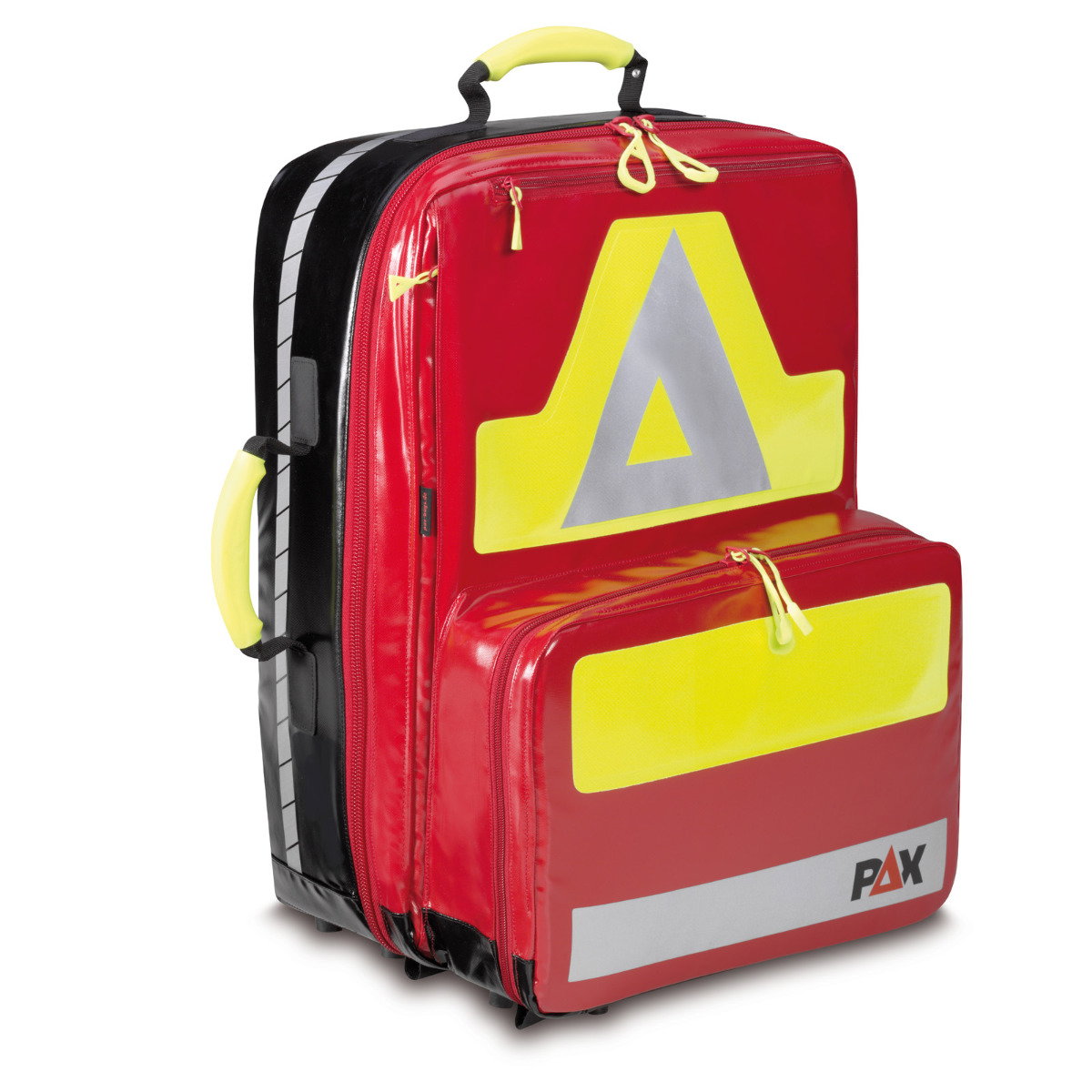 PAX Notfallrucksack Wasserkuppe L-FT Material PAX Tec, Farbe rot. Frontansicht.