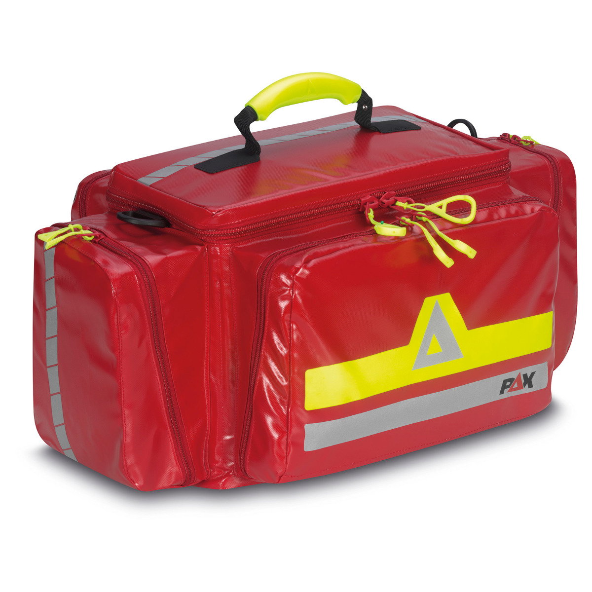 PAX Notfalltasche Oldenburg - Frontansicht der geschlossenen roten Notfalltasche. 
