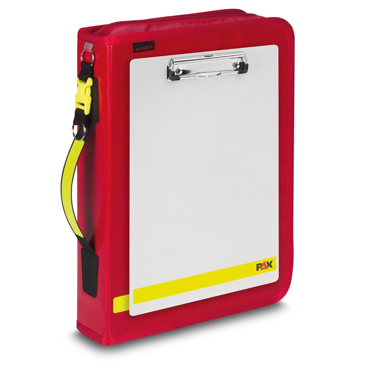 PAX Fahrtenbuch Multi Organizer in der Farbe rot aus PAX-Plane. Frontansicht mit Klemmbrett