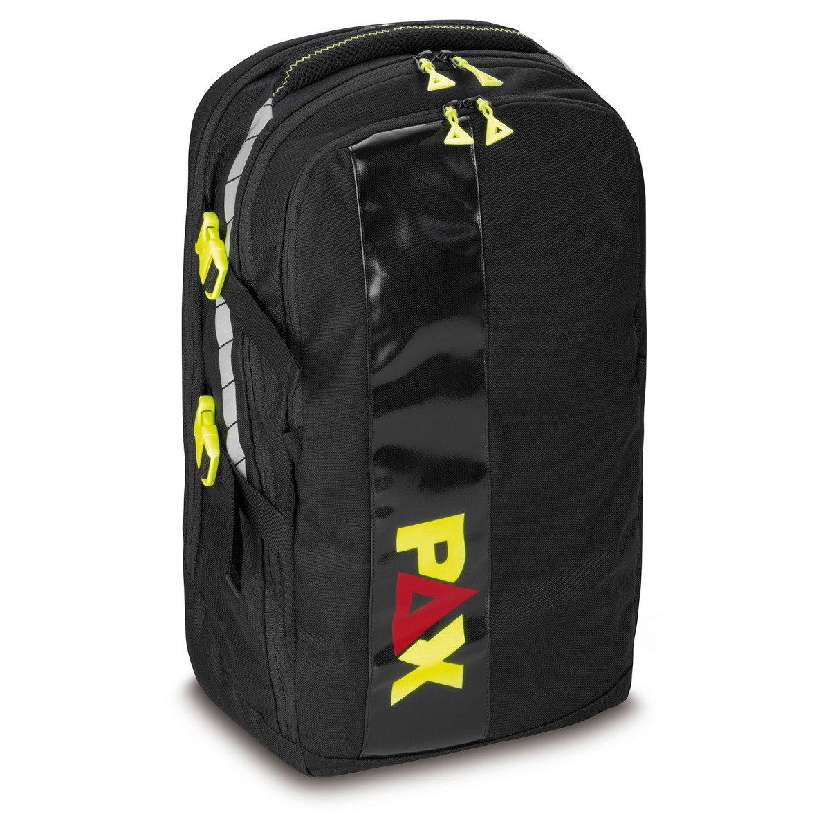 PAX Bürorucksack, Office Buddy, Frontansicht geöffnet, Farbe schwarz/blau, Material PAX-Dura