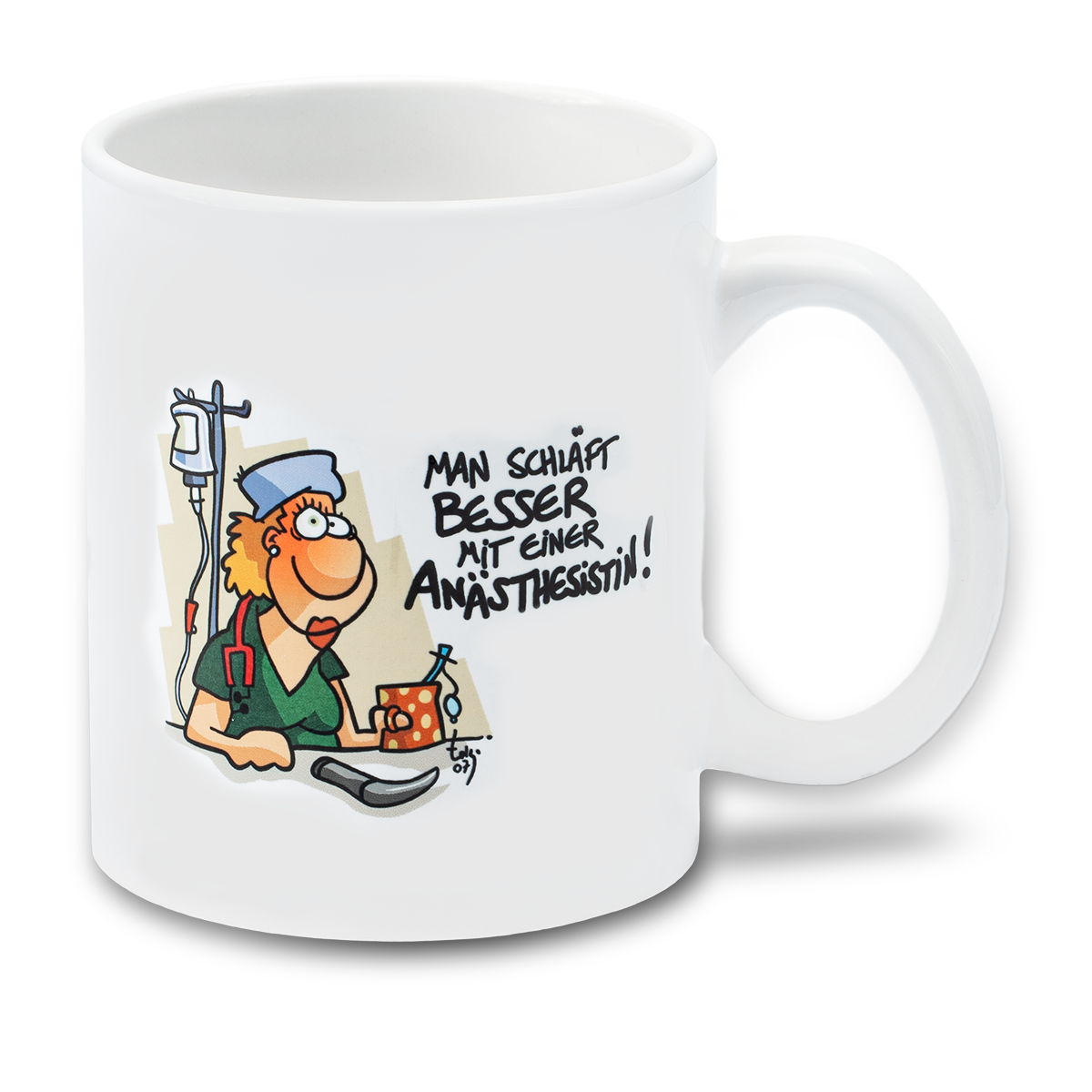 Medilearn, Cartoon, Tasse, Anästhesistin, 