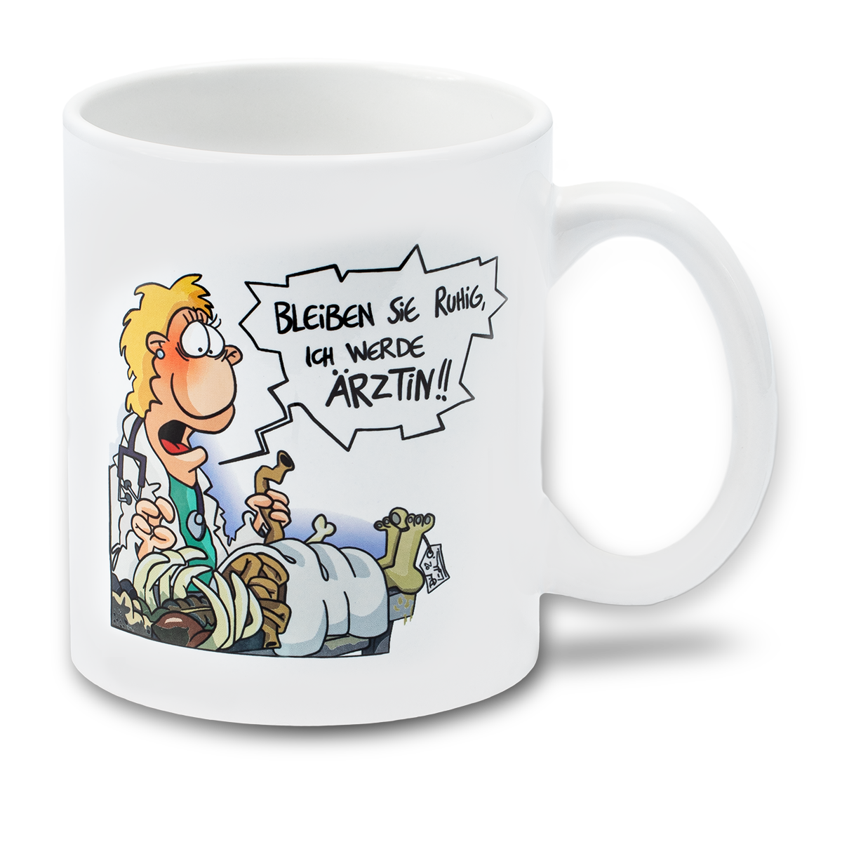 Medilearn, Cartoon, Tasse, Bleiben Sie ruhig ich werde Ärztin, Ärztin
