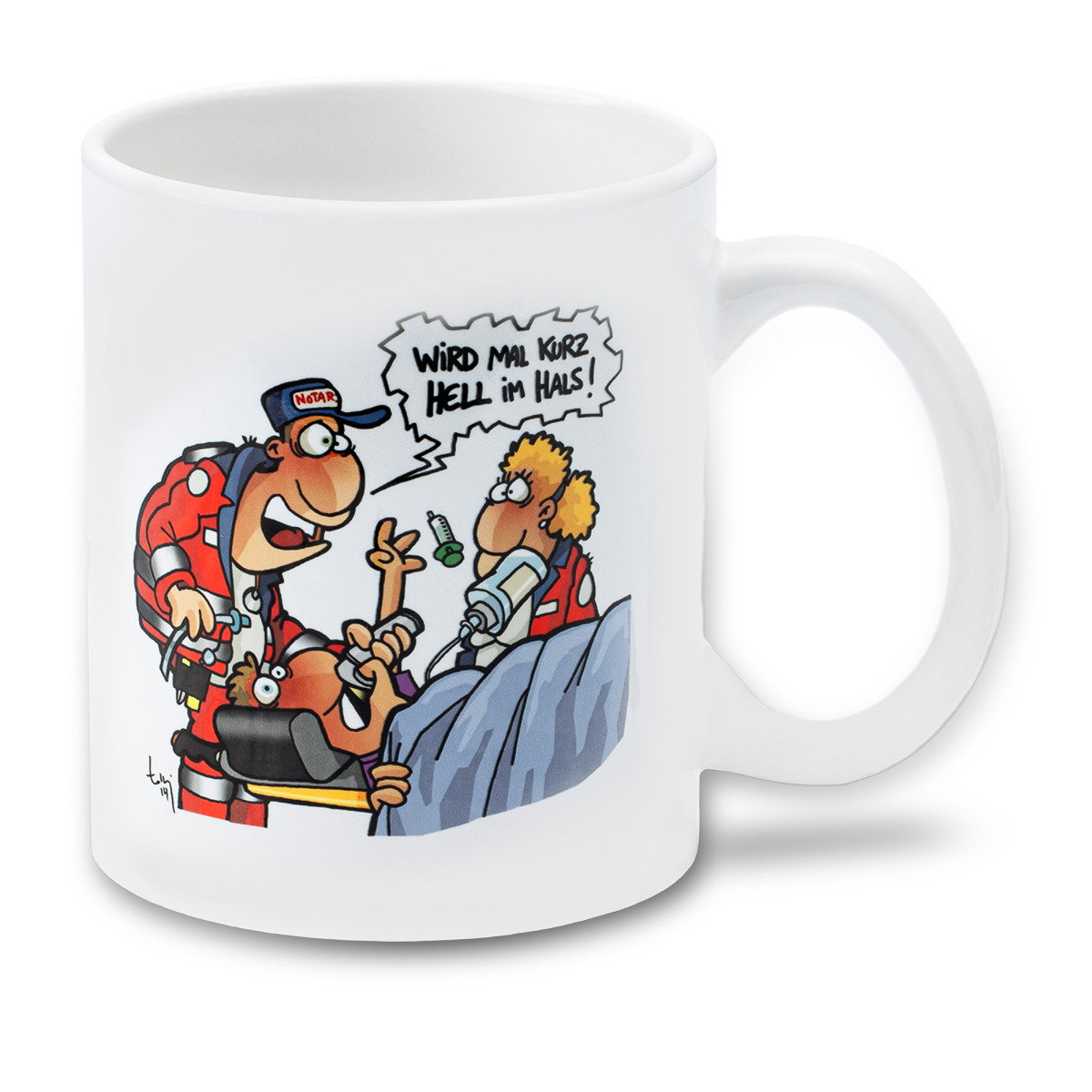 MEDI-LEARN Cartoon-Tasse Hell im Hals