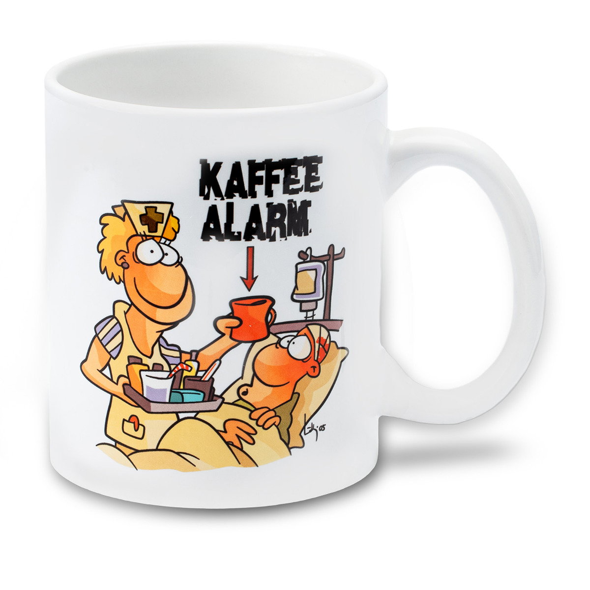 Medi Learn, Cartoon, Tasse, Kaffee Alarm