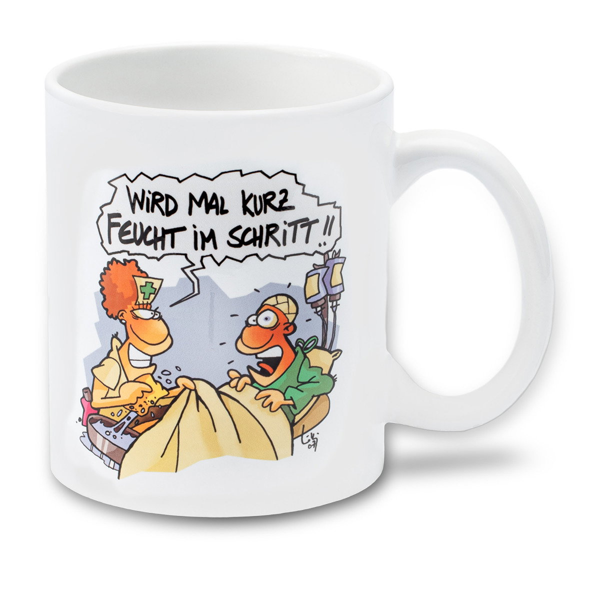 MEDI LEARN, Cartoon, Tasse, Feucht im Schritt